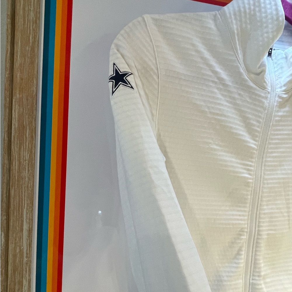 Nike White Zip-Up Hoodie with Navy Star Patch